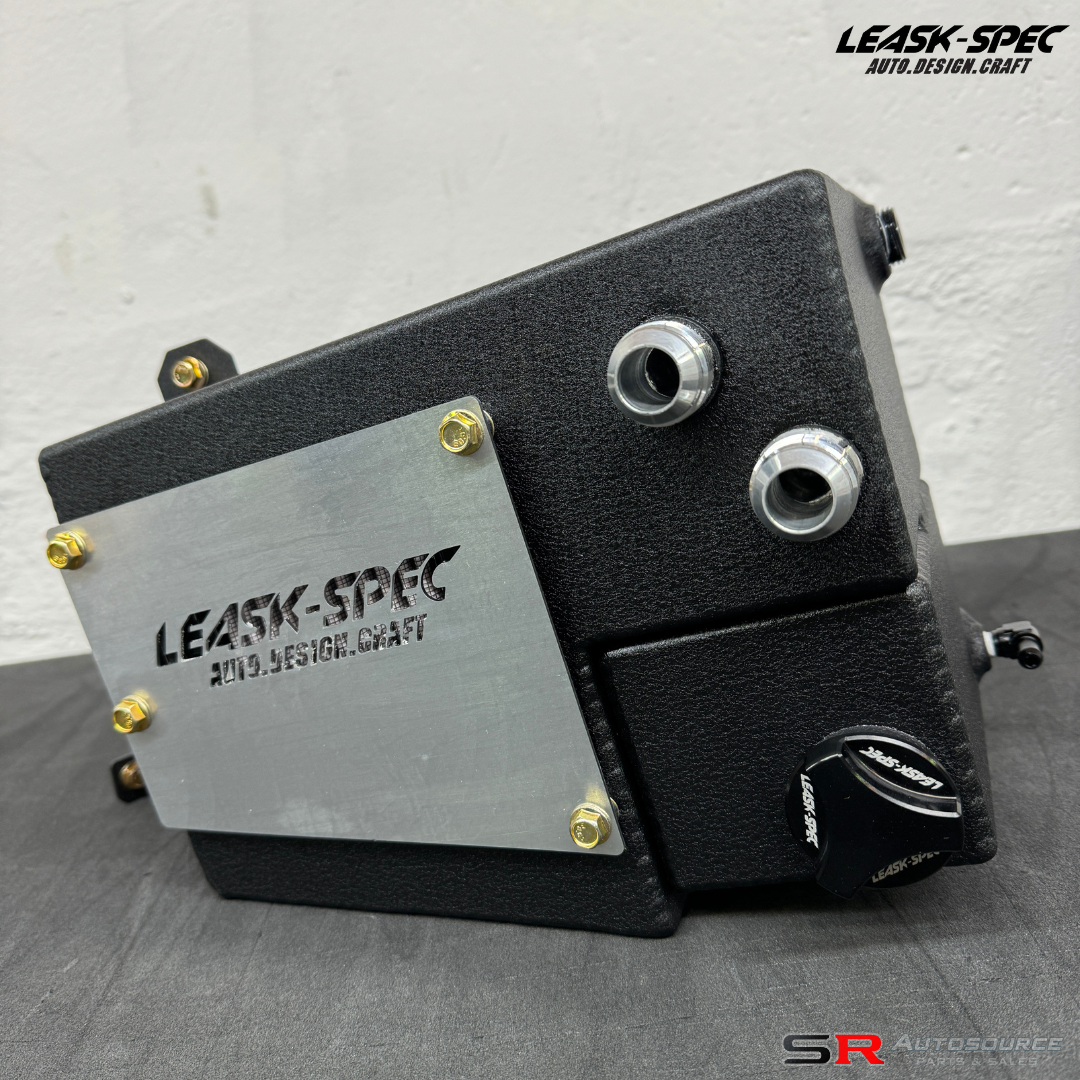 LeaskSpec R32 Oil Catch Can and Coolant Overflow Combo Tank in Black