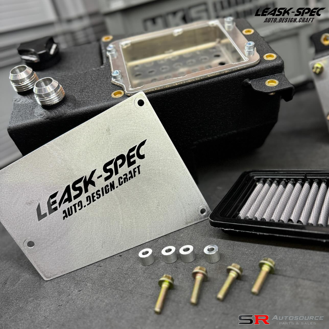 LeaskSpec R33 and R34 Oil Catch Can and Coolant Overflow Combo Tank in Black