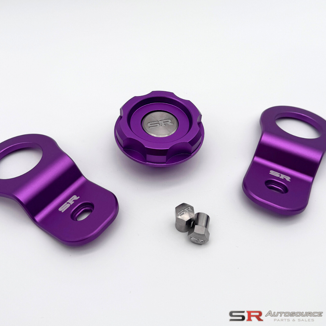 SR Autosource Billet Radiator Bracket and Oil Cap Package