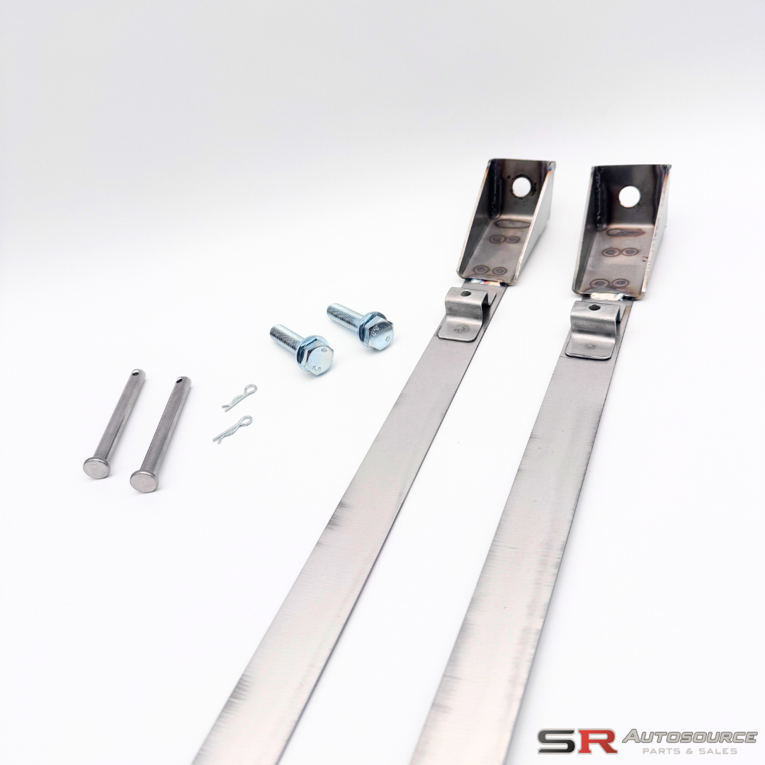 SR Autosource Stainless Steel Fuel Tank Strap Kit R33/34 and S14/15